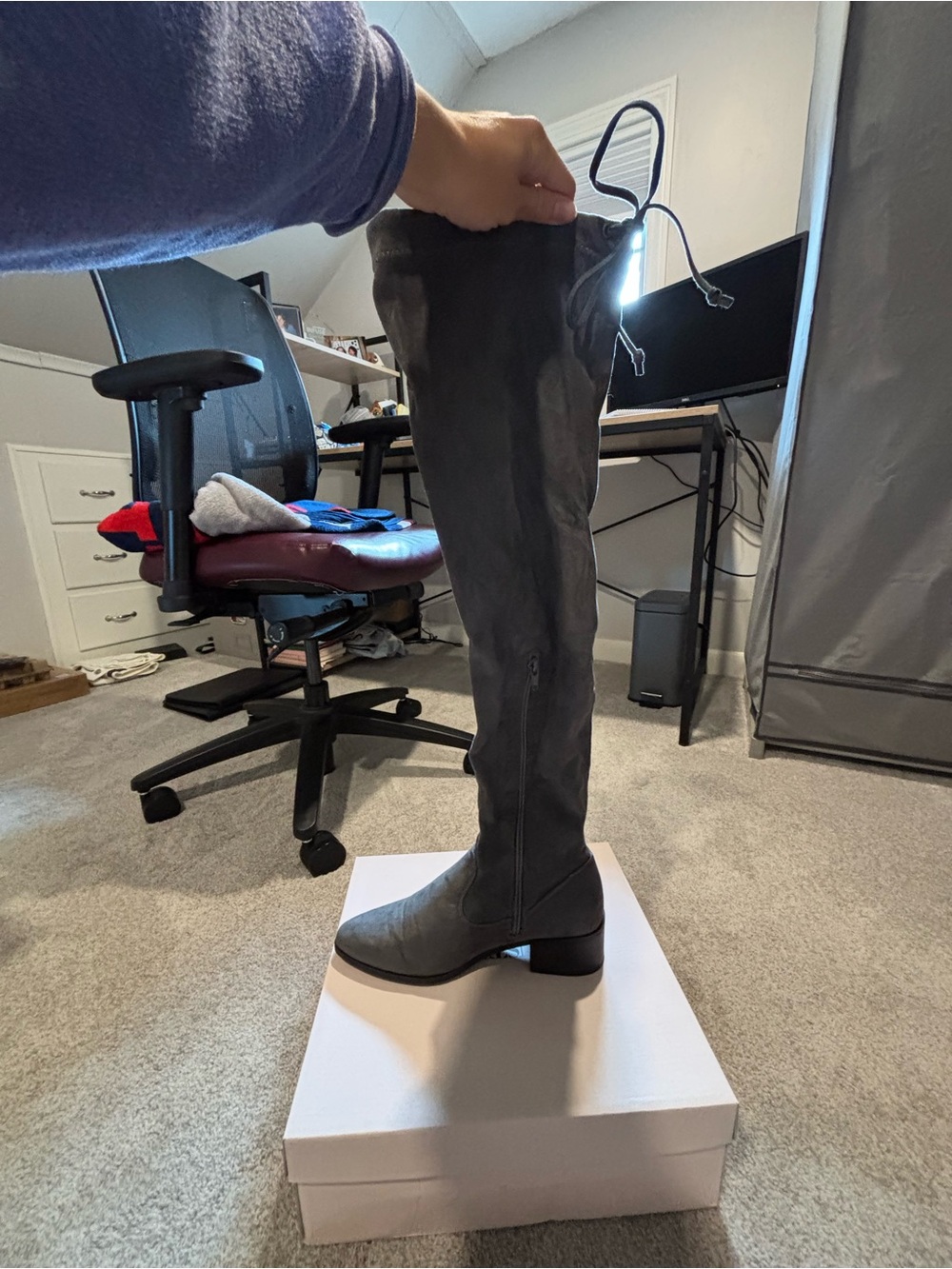 Women’s Over-the-Knee Riding Boot - Gray - Picture 2 of 2